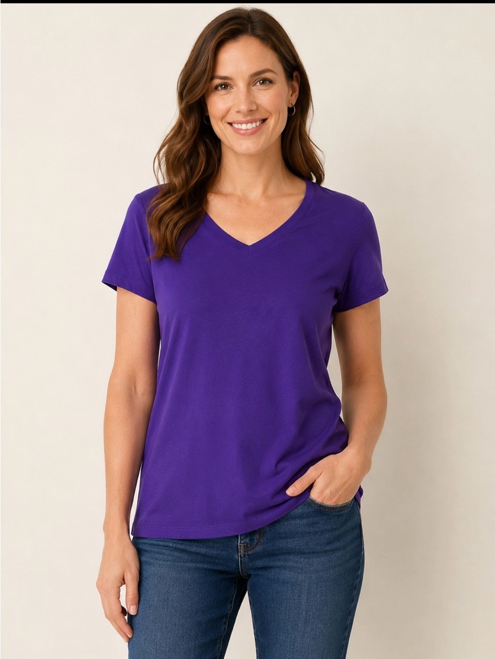 NEW WITH TAGS: St. John's Bay Purple V-Neck Short Sleeve Tee